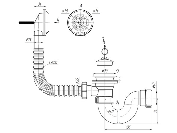 E150 Обвязка д/ванны АНИ Пласт 1 1/2"*40 с вып. и перел.