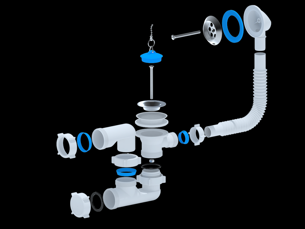 E250 Обвязка д/ванны АНИ Пласт 1 1/2"*40 с вып. и перел.регул.