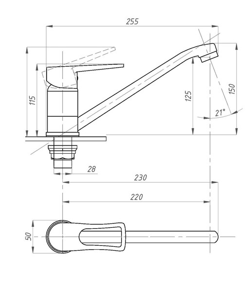 Смеситель Кухня d-40 дл. нос на гайке ПСМ - 425 - КТ/017 ПЛЮС тип См-МОЦБА, См-УмОЦБА