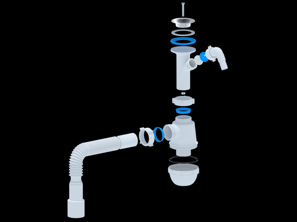 A2015 Сифон АНИ Пласт 1 1/2"*40 Грот с носиком с гофрой 40*40/50