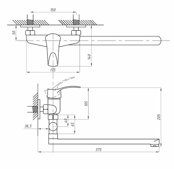 Смеситель Ванна d-40 ПСМ-521-КТ/023 ПЛЮС тип См-ВУОРНШлА