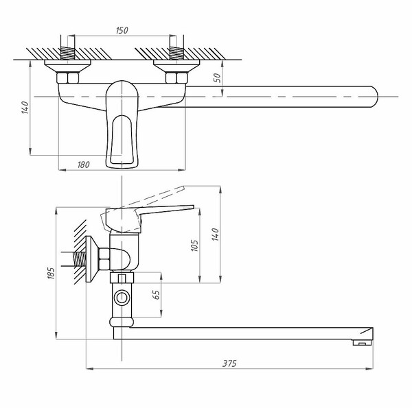 Смеситель Ванна d-40 ПСМ-523-КТ/017 ПЛЮС тип См-ВУОРНШлА