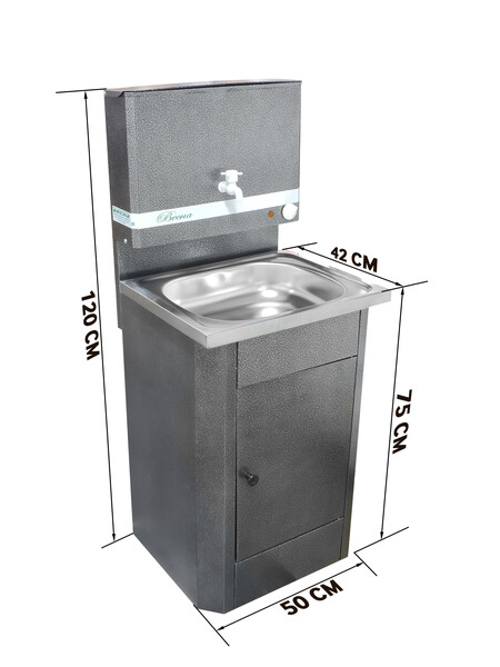 Умывальник "Весна" с ЭВН (мойка Нержавейка 40*50, бак 17л) 1,25кВт серебро