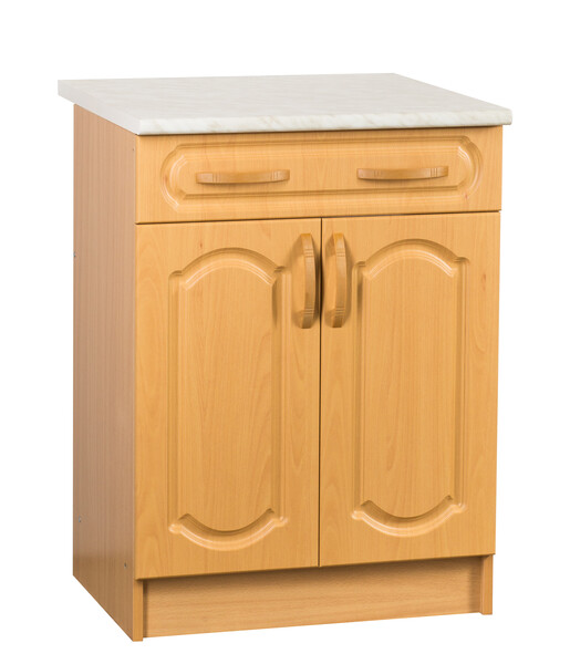 Рабочий стол 60 Бук (1 ящик) фасад МДФ столешница цвет (КАРАРА) SANTREK HOME