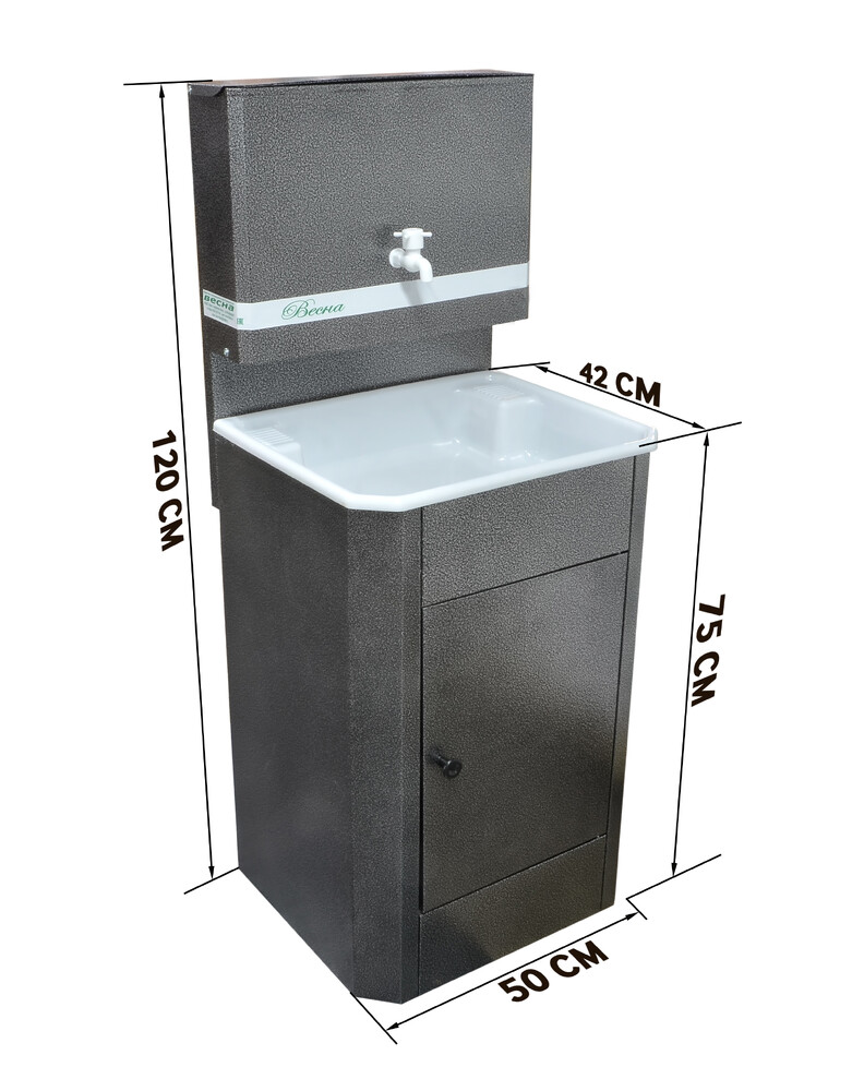 Умывальник "Весна" без ЭВН (мойка Пластик 40*50,бак 17л) серебро