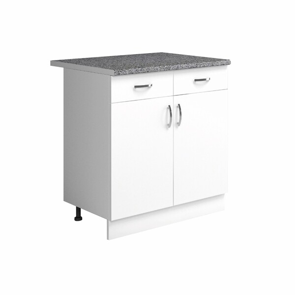 Рабочий стол 80 цвет Белый (2 ящика) столешница Гранит SANTREK HOME (ЛДСП)