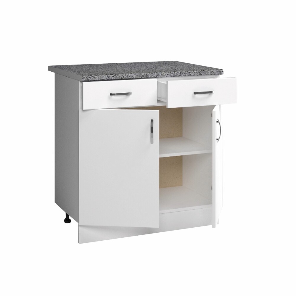 Рабочий стол 80 цвет Белый (2 ящика) столешница Гранит SANTREK HOME (ЛДСП)