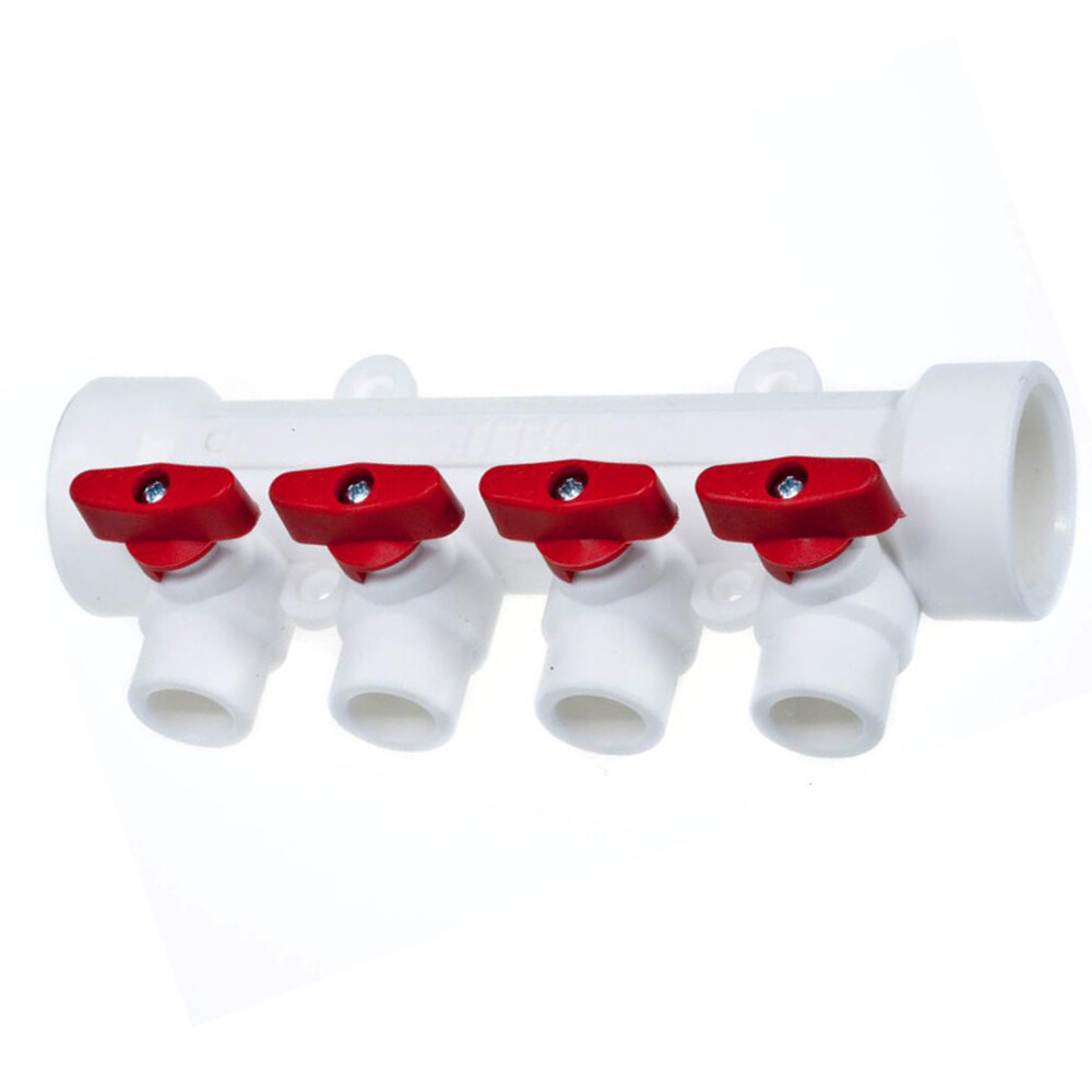 Коллектор 4 выходов 40*20 с кранами PP-R KALDE