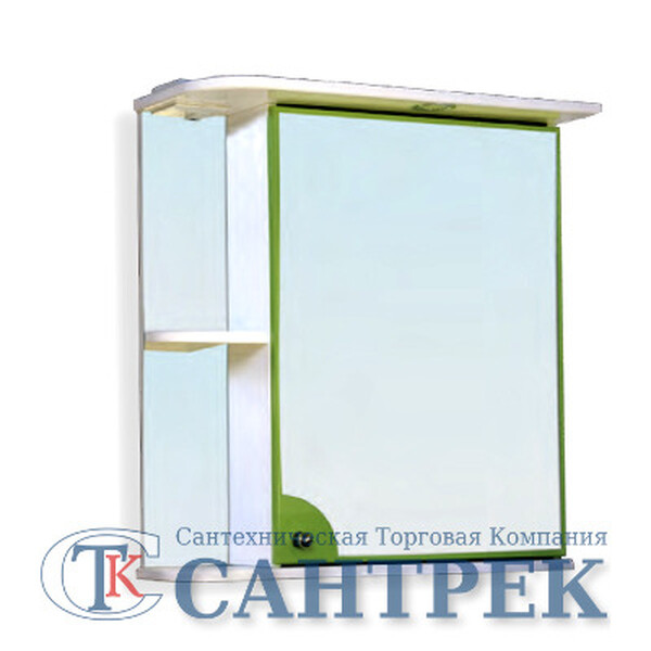 Зеркало-шкаф SANTREK HOME "Макарена-65 С" (Салатовый) с подсветкой Правый 650*700*265 *
