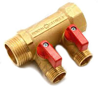 Коллектор 3/4 г/ш 2 шар. кранами вых х 1/2 ш