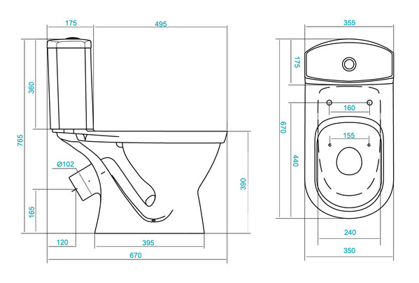 Унитаз-компакт "Алькор" (АНТИВСПЛЕСК, косой вып., с 2-кн. арм., нижн. подв., сиденье дюро) 1WH302140