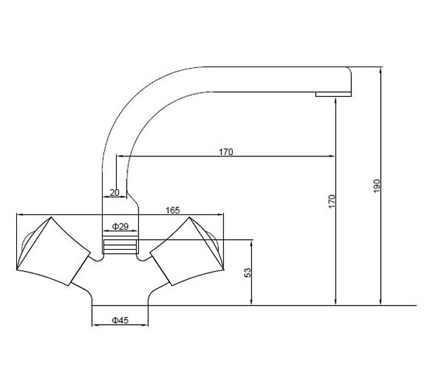 Смеситель Кухня SANTREK AQUA-410  "CLASSIC" LUX 1/2 м/к Крест SL 594