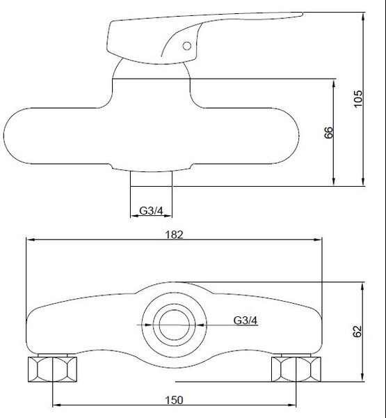 Смеситель Ванна SANTREK AQUA-505  "MODERN" шар. d-40 L-нос, дивертор картридж. перекл SB91