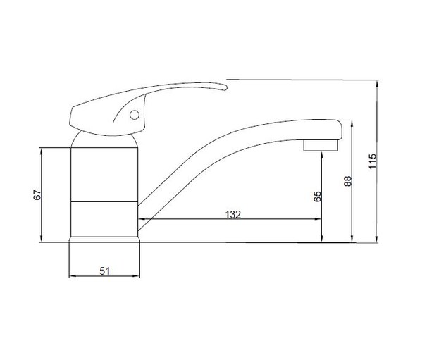 Смеситель Кухня SANTREK AQUA-635  "MODERN" шар. d-40 SB09/SB100 короткий нос (на гайке)