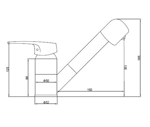 Смеситель Кухня SANTREK AQUA-650  "MODERN" шар. d-40 SB71 с выдвижной лейкой