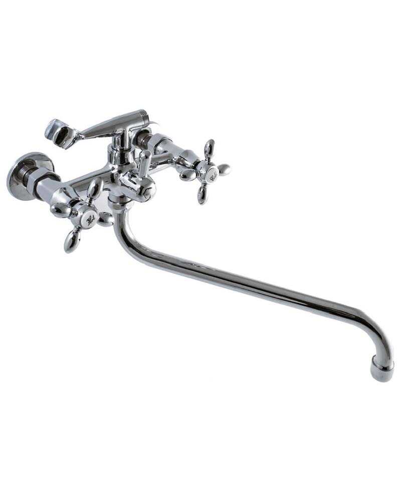 Смеситель Ванна SANTREK AQUA-100  "NOSTALGIE" 1/2 м/к перекл. душа шток, Крест капелька SL603