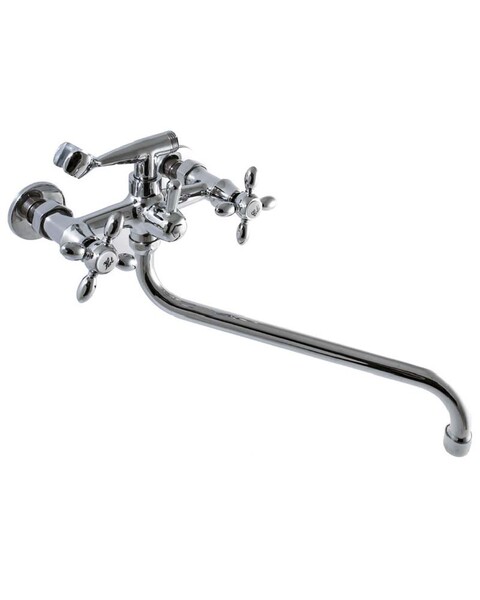 Смеситель Ванна SANTREK AQUA-100  "NOSTALGIE" 1/2 м/к перекл. душа шток, Крест капелька SL603