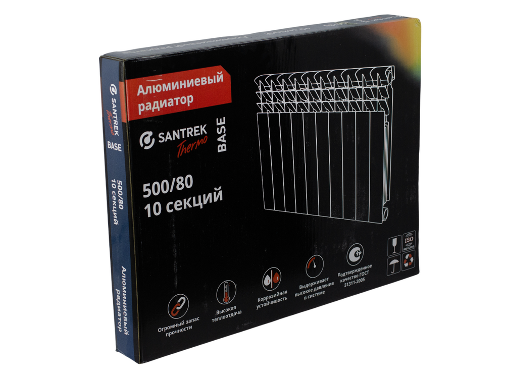 Радиатор алюминиевый SANTREK БЭЙС 500х80 10 секций (144 Вт/1 секц.)