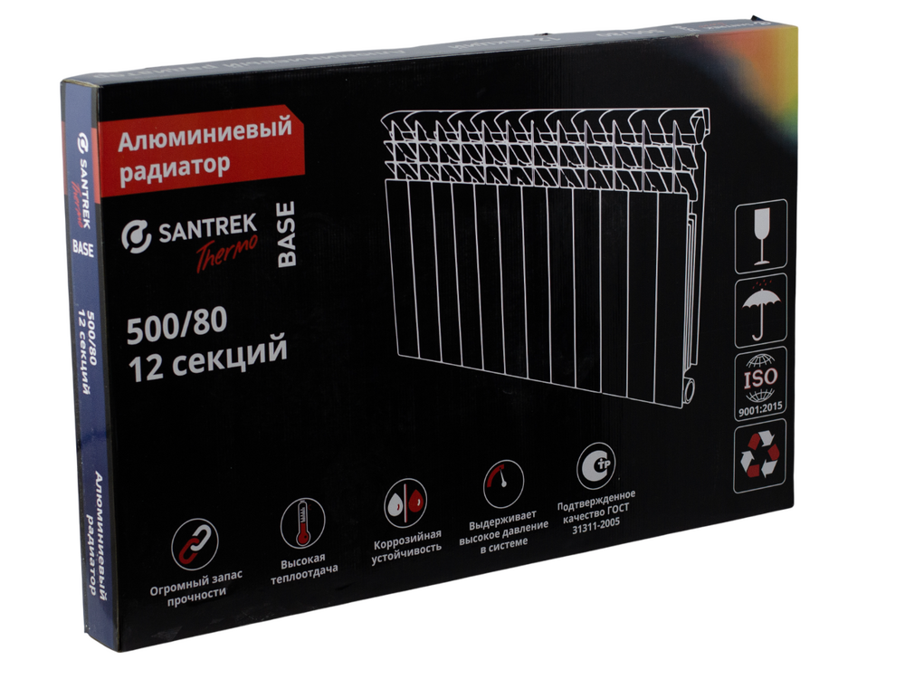 Радиатор алюминиевый SANTREK БЭЙС 500х80 12 секций (144 Вт/1 секц.)