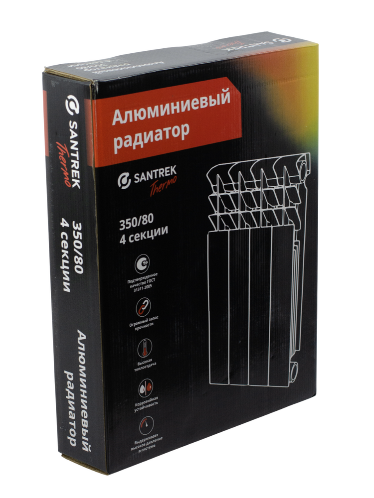 Радиатор алюминиевый SANTREK 350х80  4 секции (109 Вт/1 секц.)