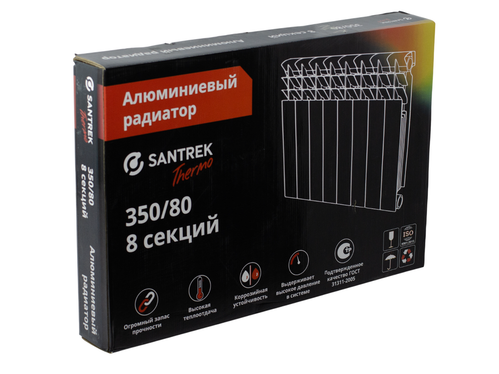 Радиатор алюминиевый SANTREK 350х80  8 секций (109 Вт/1 секц.)
