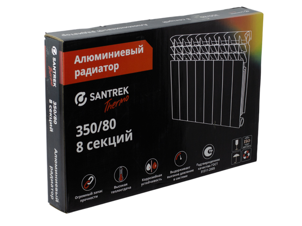 Радиатор алюминиевый SANTREK 350х80  8 секций (109 Вт/1 секц.)