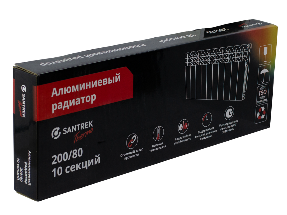 Радиатор алюминиевый SANTREK 200х80 10 секций (91 Вт/1 секц.)