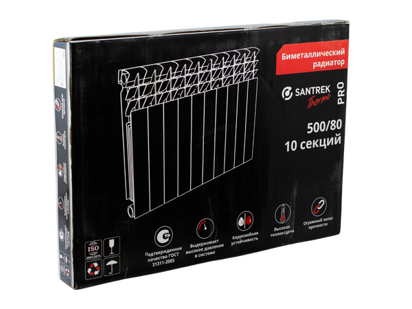Радиатор биметаллический SANTREK ПРО  500х80 10 секций (168 Вт/1 секц.)