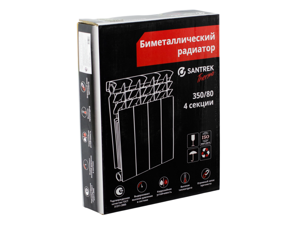 Радиатор биметаллический SANTREK 350х80  4 секции (101 Вт/1 секц.)