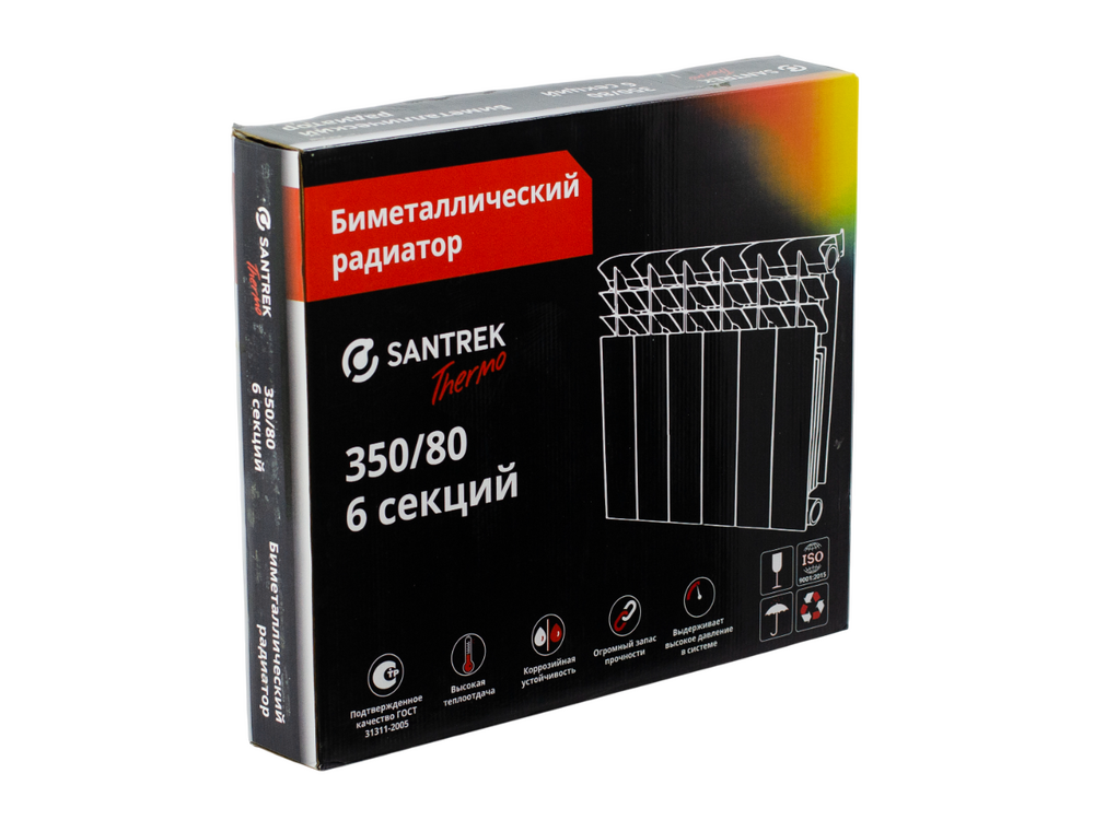 Радиатор биметаллический SANTREK 350х80  6 секций (101 Вт/1 секц.)