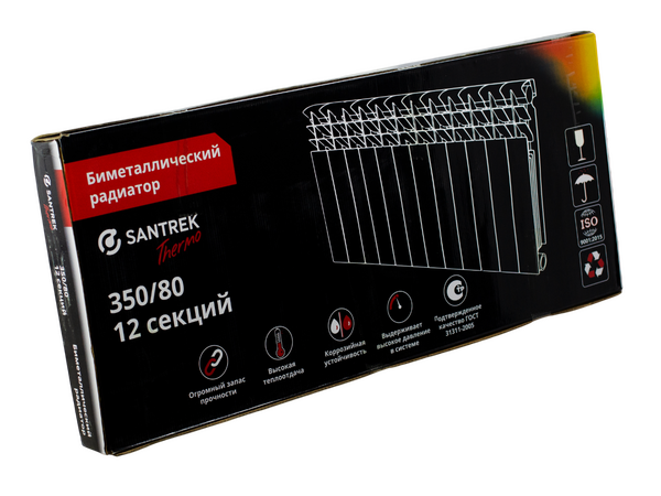 Радиатор биметаллический SANTREK 350х80 12 секций (101 Вт/1 секц.)