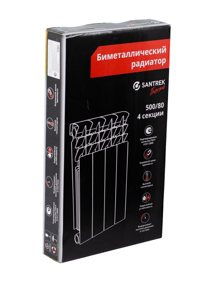 Радиатор биметаллический SANTREK 500х80  4 секции (148 Вт/1 секц.)