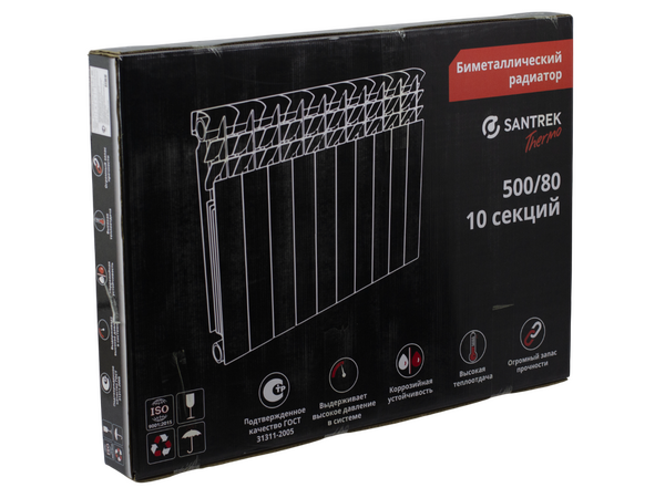 Радиатор биметаллический SANTREK 500х80 10 секций (148 Вт/1 секц.)