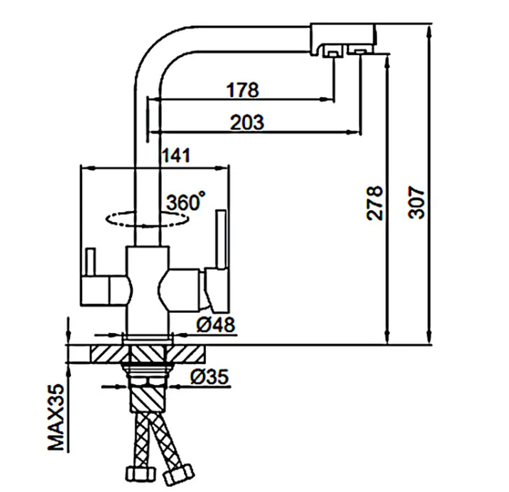 43053-8 Смеситель Кухня FRUD шар d-35 с подключением фильтра пит воды,(белый) на гайке 