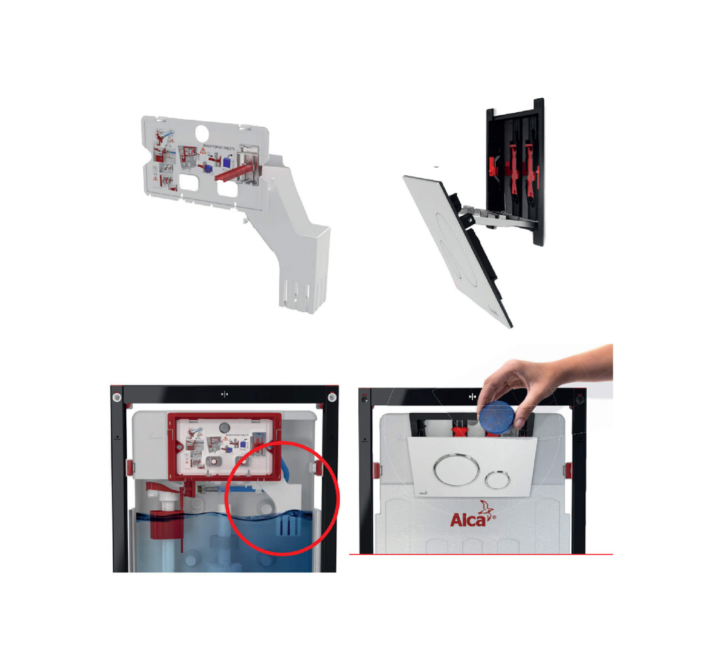 Инсталляция AlcaPlast (набор 4 в1) каркас AM101/1120, кнопка M670-VE-01(белая), плита M91, крепеж