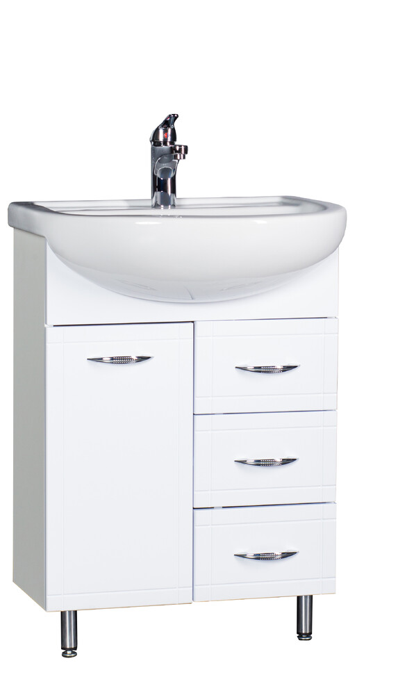 Подстолье SANTREK HOME "Мальта-60" (Белый) 1 дверь 3 ящика под умывальник "Элина-60/QUADRO-60" 550х800х280