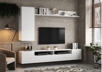 СОЛО-16 Стенка МДФ Корпус - Белый (Гладкий)  Фасад МДФ - глянцевая Белый (3 места) ТК652 КАТЕГОРИЯ А