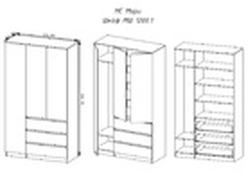 МС Мори Шкаф МШ 1200.1/1200 Графит (3 места)