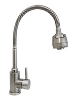 Смеситель кухня Lemen D35 (гибкий излив,лейка-аэратор,нержавеющая сталь,гайка) LA9009 
