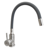 Смеситель кухня Lemen D35 (нержавейка,серый гибкий излив,гайка) LA9006H 