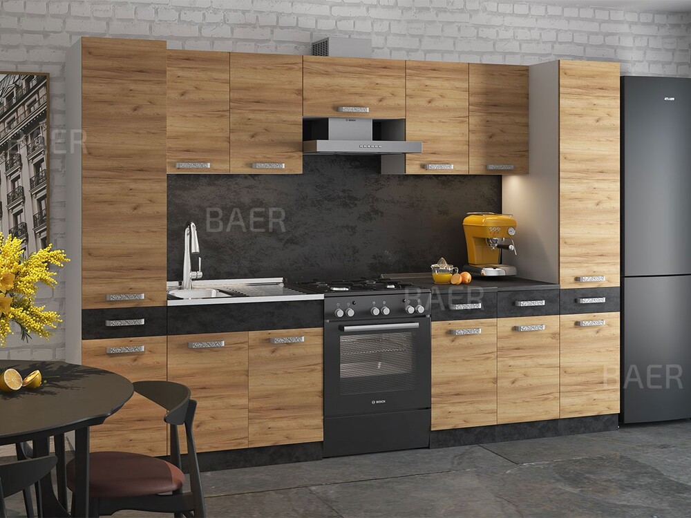 Стол разделочный МУВИ, 1 ящик Н300-1Я Дуб Крафт Золотой (810х300х450) Столешница Дуб Обожённый (1164)