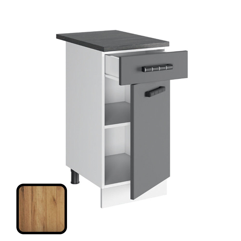 Стол разделочный МУВИ, 1 ящик Н400-1Я Дуб Крафт Золотой (810х400х450) Столешница Дуб Обожённый (1165)