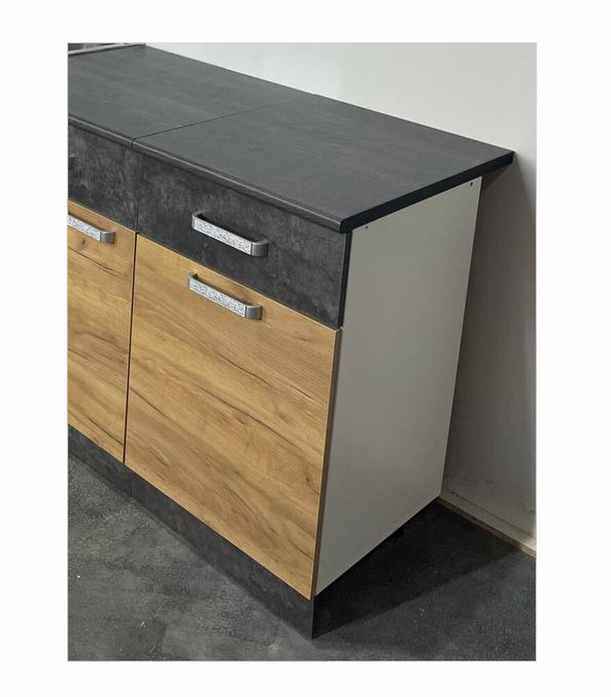 Стол разделочный МУВИ/ЦЕМЕНТ, 1 ящик Н600-1Я Дуб Крафт Золотой/Цемент Темный (810х600х450) Столешница Дуб Обожённый (1190)