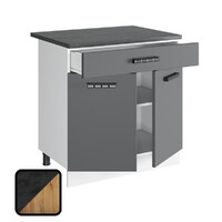 Стол разделочный МУВИ/ЦЕМЕНТ, 1 ящик Н800-1Я Дуб Крафт Золотой/Цемент Темный (810х800х450) Столешница Дуб Обожённый (1191)