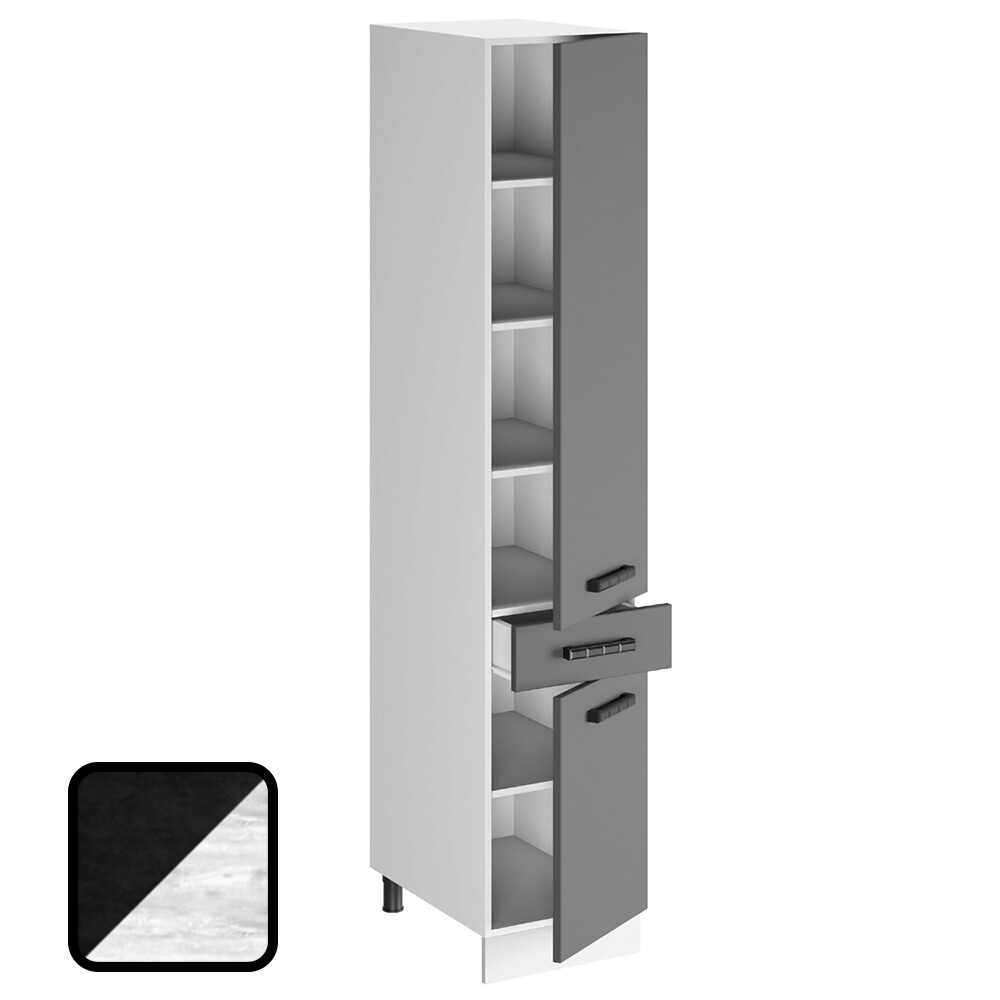 Пенал НИКА 1 ящик 2 двери П6-400-1Я Цемент Темный/Бетон Пайн (2060х400х550) (1202)