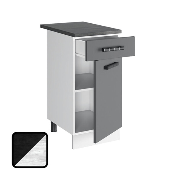 Стол разделочный НИКА, 1 ящик Н400-1Я Цемент Темный/Бетон Пайн (810х400х450) Столешница Луна 1211