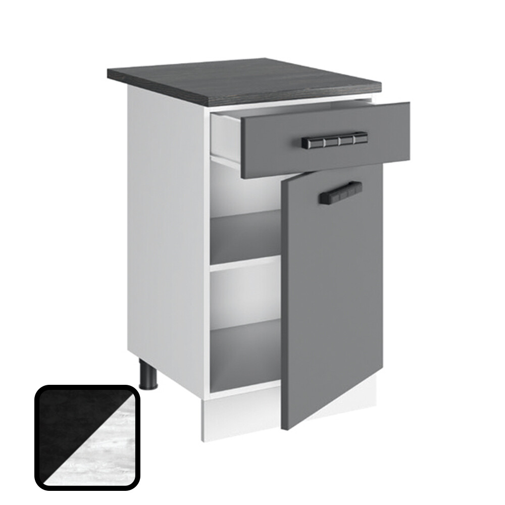 Стол разделочный НИКА, 1 ящик Н500-1Я Цемент Темный/Бетон Пайн (810х500х450) Столешница Луна (1212)