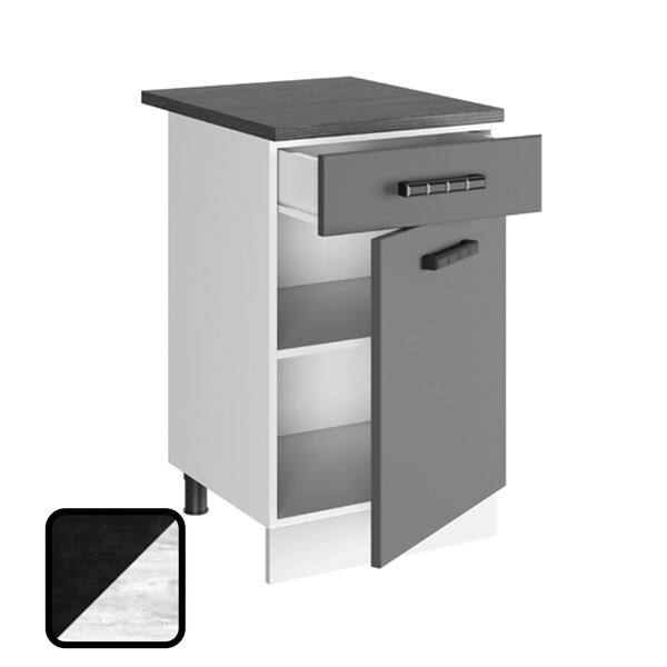 Стол разделочный НИКА, 1 ящик Н500-1Я Цемент Темный/Бетон Пайн (810х500х450) Столешница Луна (1212)