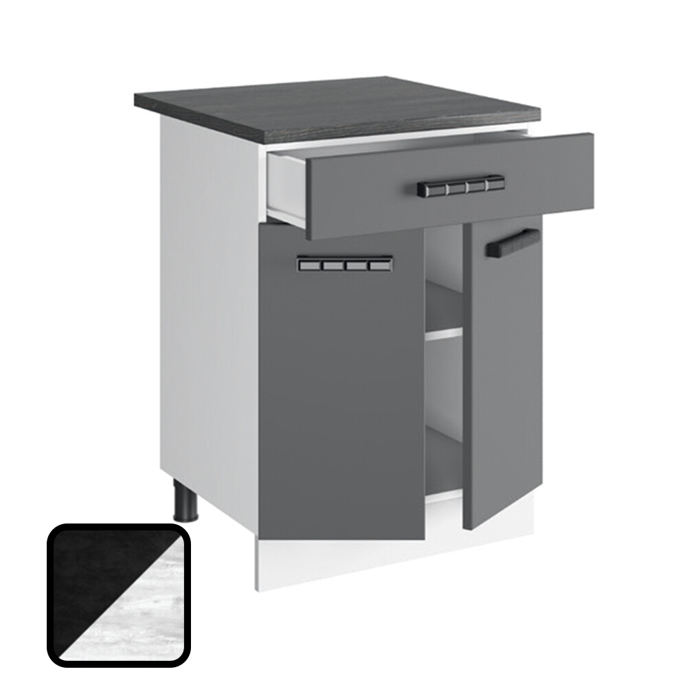 Стол разделочный НИКА, 1 ящик Н600-1Я Цемент Темный/Бетон Пайн (810х600х450) Столешница Луна (1213)