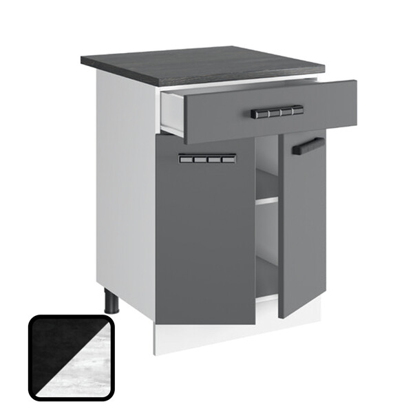 Стол разделочный НИКА, 1 ящик Н600-1Я Цемент Темный/Бетон Пайн (810х600х450) Столешница Луна (1213)